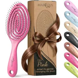 marQus Bio Haarbürste mit Doppelspiralfeder, Pflegeborsten, für alle Haartypen, Pink