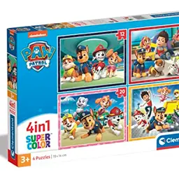 Clementoni Supercolor Puzzle 4 in 1 - Paw Patrol - 12, 16, 20 & 24 Teile für Kinder ab 3 Jahren