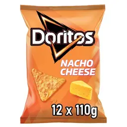 Doritos Nacho Cheese Tortilla Nachos mit Käse-Geschmack, leckerer Snack aus Mais (12 x 110g)