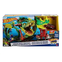 Hot Wheels Drachenangriff Spielset - Besiege den Drachen mit Stunts, enthält 1 Hot-Wheels-Auto, ideal für Kinder ab 3 Jahren