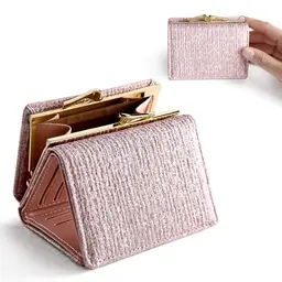 SEATOGEM Damen Geldbörse, 2 in 1 Portemonnaie und Kartenetui, Slim Wallet (Rosa)