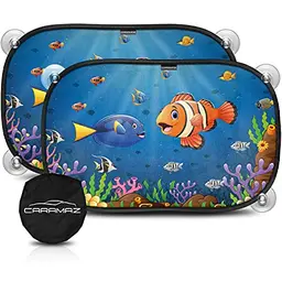 Sonnenschutz für Auto mit UV-Schutz, 2 Stück, 48 x 30 cm, orange Motiv