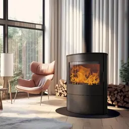 KRATKI Rollo 2 Kaminofen 10 kW – Freistehender Stahl-Holzofen, modernes Design, Energieeffizienzklasse A