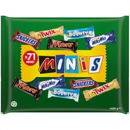 Mixed Minis Schokolade Großpackung - 71 Mini-Schokoriegel (Mars, Snickers, Bounty, Twix, Milky Way) - Süßigkeiten Box (1400g)