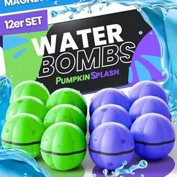 12 wiederverwendbare Wasserbomben in 2 Team-Farben, selbstschließend, kinderfreundlich, Gartenspielzeug, Set