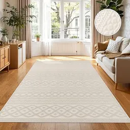 Paco Home Teppich In- & Outdoor, Modernes Boho Design, Robustes und Wetterfestes Material, 60x100 cm, Creme