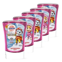 Sagrotan Kids No-Touch Nachfüller Wildbeeren, 5 x 250 ml für automatischen Seifenspender