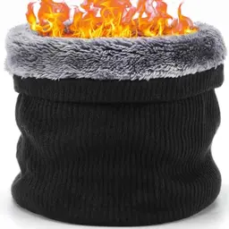 BARFULKER Winter Halsschlauch für Herren & Damen - Warmer Loop Schal, Fleece Halswärmer, Winddicht, Schwarz
