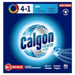 Calgon 4-in-1 Power Tabs – Wasserenthärter gegen Kalk, Schmutz und Gerüche – 75 Tabs
