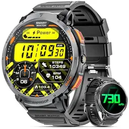 Haulvean Militärische Smartwatch für Männer, 1,85" HD Display, Fitness Tracker, 24/7 Herzfrequenz, Schlafmonitoring, IP68