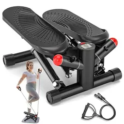 Mini Stepper für zuhause mit verstellbaren Power Ropes, LCD-Monitor, ideal für Fitness und Home Training bis 150 kg
