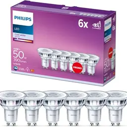 Philips LED GU10 Lampen 6er Pack, kaltweißes Licht, energiesparend und langlebig, nicht dimmbar