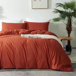 AShanlan Bettwäsche Set 140x200 cm Terracotta, 2-teilig mit Kissenbezug 70x90 cm, weich und bügelfrei