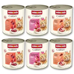 Animonda Carny Adult Katzenfutter, 6x800g, fleischlich & getreidefrei, für erwachsene Katzen