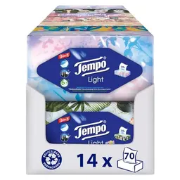 Tempo Light Box Taschentücher Megapack - 14 Boxen, 70 weiche Tücher pro Box
