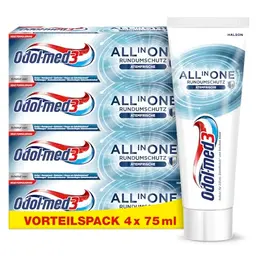 Odol-med 3 All in One Schutz Zahnpasta für frischen Atem, 4 x 75 ml