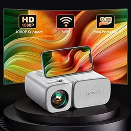 Jimveo WiFi Mini Beamer 20000L 1080p Full HD 250'' Projektor für Heimkino und Outdoor, kompatibel mit TV Stick, X-Box, DVD und Smartphone