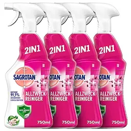 Sagrotan Allzweck-Reiniger Blütenfrische & Grüner Apfel – 2in1 Desinfektionsreiniger – 4 x 750 ml