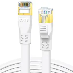 DDMALL 2er Set CAT 8 LAN Kabel, 0,5m, Flaches Netzwerkkabel - Weiß