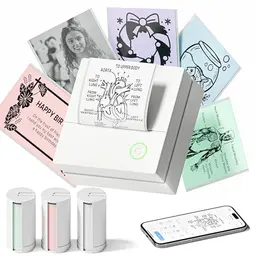 TYPONOS Tragbarer Sticker Maker mit 3 Rollen Papier, Weiß