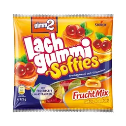 nimm2 Lachgummi Softies FruchtMix – 225g gefülltes Fruchtgummi mit Fruchtsaft und Vitaminen