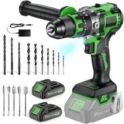 Ginour 21V Akku-Bohrschrauber Set mit 90 Nm, 2 Akkus, 22-tlg. Zubehör, 2-Gang, kompatibel mit Makita 18V