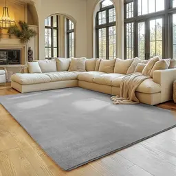 SIMPEX Teppich Silber 200x280 cm, waschbar, rutschfest & weich, modernes einfarbiges Design für Wohnzimmer, Schlafzimmer, Küche & Kinderzimmer