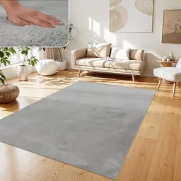Paco Home Teppich modern weich waschbar Kurzflor 240x340 cm Grau