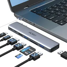 HODO USB C Hub Adapter für MacBook Pro und Air – 8 in 2 mit 4K HDMI, Thunderbolt 3, USB 3.0, SD und TF Kartensteckplatz