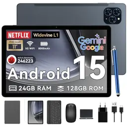 TABWEE Android 15 Tablet mit Tastatur - 11 Zoll, 24GB RAM, 128GB ROM, Octa Core, 8000mAh Akku, 5G WiFi, GPS