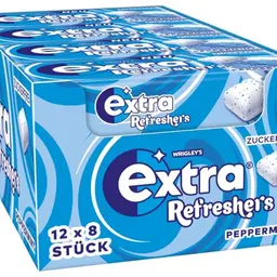 Extra Refreshers zuckerfreier Peppermint Kaugummi, 12x8 Dragees, Minzfrische
