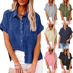 Musselin Bluse für Damen - Elegantes Kurzarm-Oberteil mit V-Ausschnitt