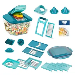 Nicer Dicer Chef Professional 23-tlg. Gemüsescheider mit Auffangbehälter und Rezeptbuch