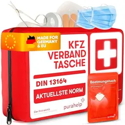 PURAHELP® Verbandskasten Auto - Erste Hilfe Set StVO Konform für 2026 - Kompaktes Notfallset