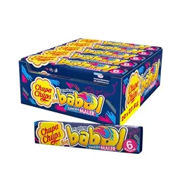 Chupa Chups Big Babol Zungenmaler Kaugummi, 20 Stangen mit Frucht-Geschmack, ideal für große Kaugummi-Blasen