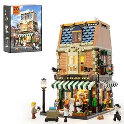 Funwhole Buchcafé Baukasten Set - Beleuchtetes Stadtkaffeehaus für Erwachsene und Jugendliche