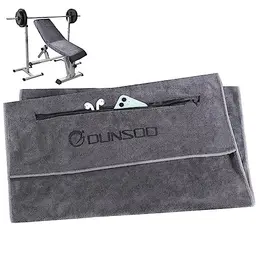 DUNSOO Fitness Handtuch 120x50 cm - Mikrofaser Sporthandtuch mit Tasche für Fitnessstudio (Dunkelgrau)