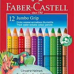FABER-CASTELL Jumbo Buntstifte Set Grip, 12-teilig, bruchsicher, für Kinder und Erwachsene