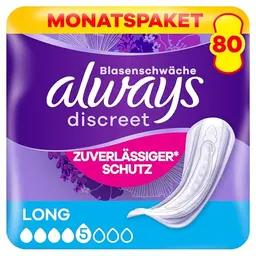 Always Discreet Inkontinenzeinlagen Long, 80 Binden - Diskreter Schutz & hohe Saugstärke