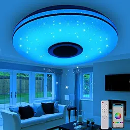 Gindoly 36W Dimmbare LED Deckenleuchte mit Bluetooth Lautsprecher, Fernbedienung & APP, RGBW Farbwechsel für Wohnräume