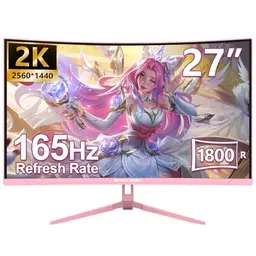 Voell Rosa 27 Zoll Curved Gaming Monitor - 165Hz, 2K QHD, FreeSync, Anti-Blaulicht
