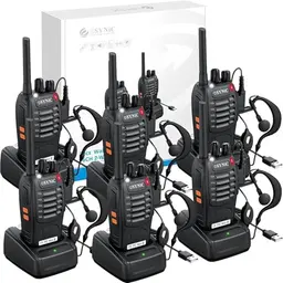 eSynic Lizenzfreie Walkie Talkies PMR446 mit 16 Kanälen - Wiederaufladbare Funkgeräte (6 Stück)