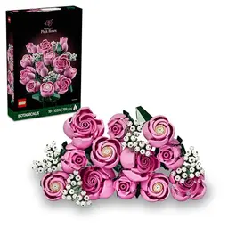 LEGO Botanicals Rosa Rosenstrauß - 12 künstliche Rosen & Schleierkraut für Deko - DIY Set - Geschenk für alle
