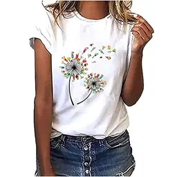 Damen T-Shirt Baumwolle, Lässig, Tie-Dye Muster, Kurzarm, Basic Top, Elegant, Casual, Weiß, XXL
