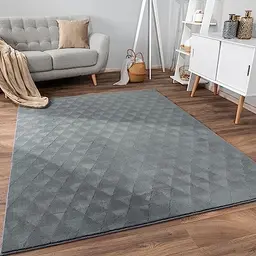Paco Home Teppich im skandinavischen Boho Design, einfarbig mit 3D Effekt, 60x100 cm, anthrazit