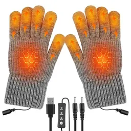 Aytop USB Beheizte Handschuhe für Damen und Herren, Waschbare Winterhandschuhe für Ski und Wandern (Grau)