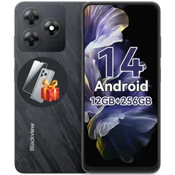 Blackview Smartphone 12GB+256GB, 6.56" 90Hz, Android 14, 5000mAh, Dual 4G, 13MP+8MP, Fingerabdruck