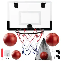 Mini Basketballkorb Set für Kinder – Komplettset mit Rückwand, Bällen und Haken – Vielseitige Montage für Innen und Außen