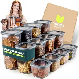 uandu Vorratsdosen 12er Set - Luftdicht & BPA-frei | Perfekt für trockene Lebensmittel