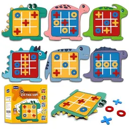 Tic Tac Toe Spiel für Kinder im Dinosaurier-Stil – Tragbares Lernspiel für 2-6 Jahre, perfekt für Reisen und die ganze Familie